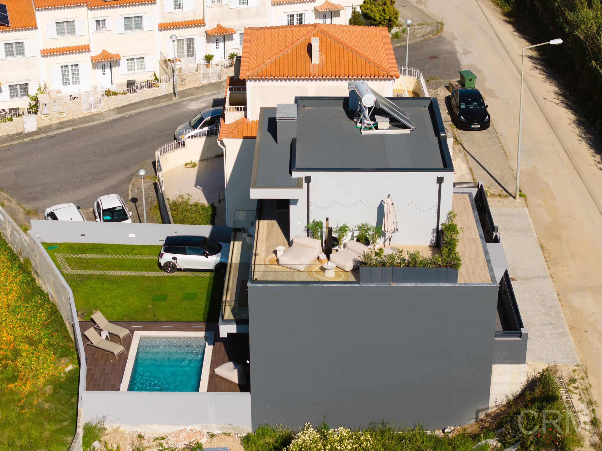 Aerial top-down view