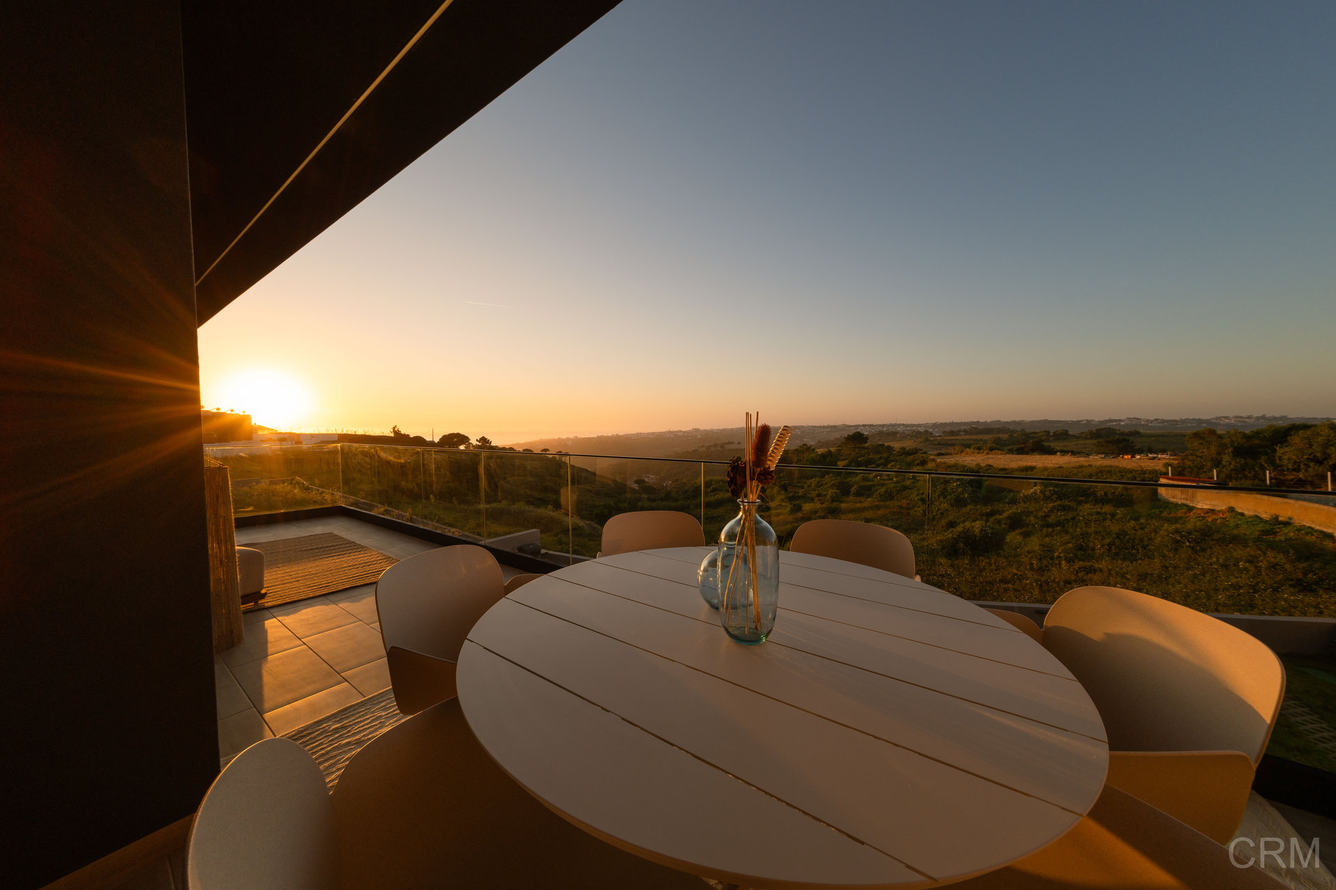 Rooftop terrace at sunset